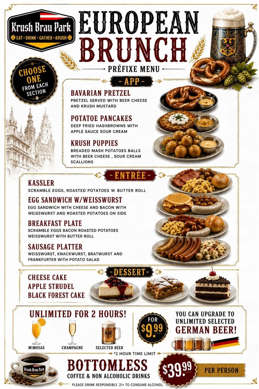 European Brunch at Krush Brau Park, Kissimmee